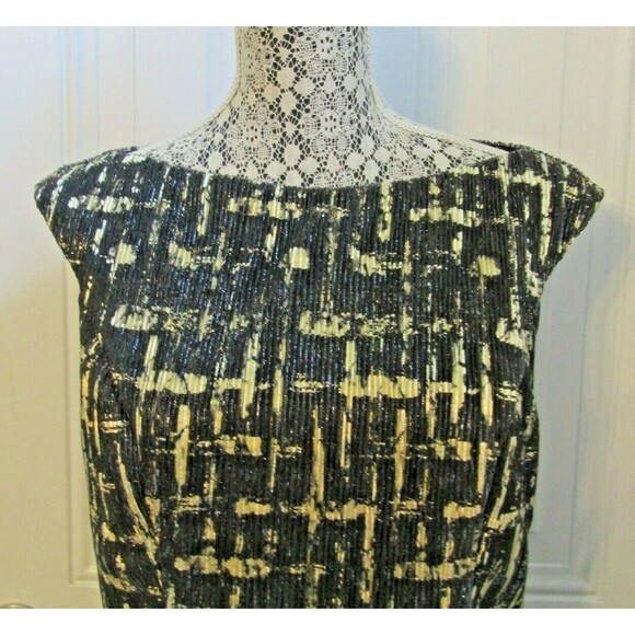 Ieena Mac Duggal Dress Black Gold Metallic Sleeveless Cocktail Midi NWT $380 12 - Picture 4 of 9